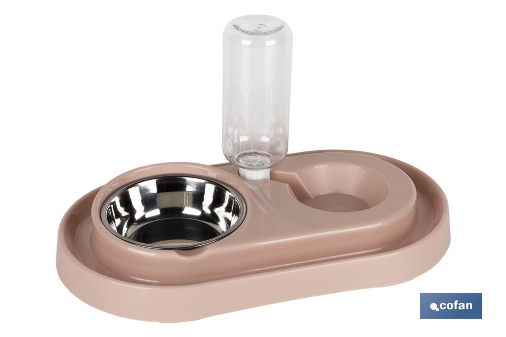Dispensador de água e comida | Acessório para animais de estimação | Cor nude