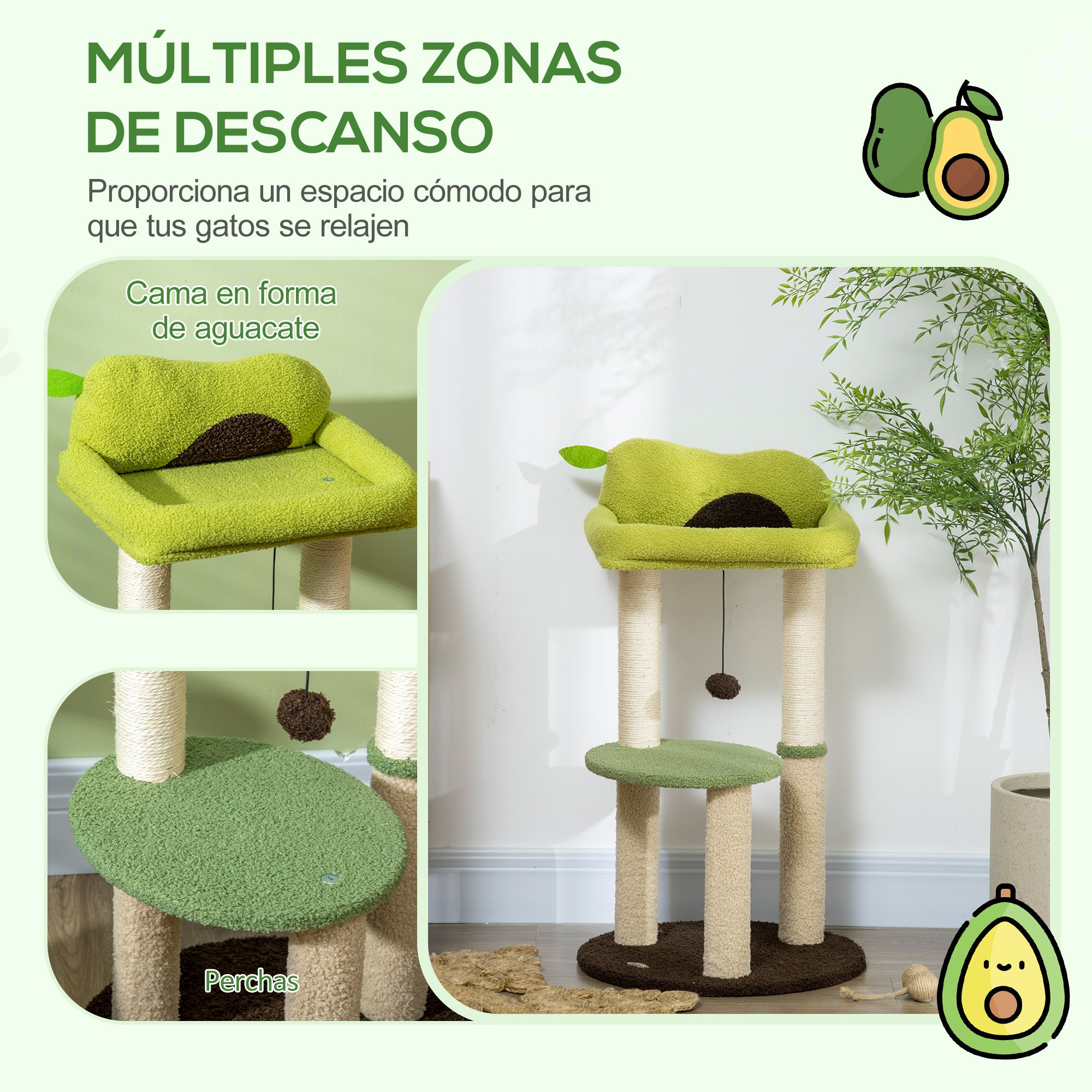Arranhador para gatos em formato de abacate da PawHut