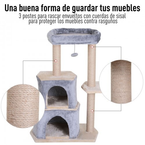 Arranhador grande para gatos Pawhut com plataforma, cinza