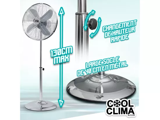 Ventilateur métal sur pied 50W 40CM - Cool Clima
