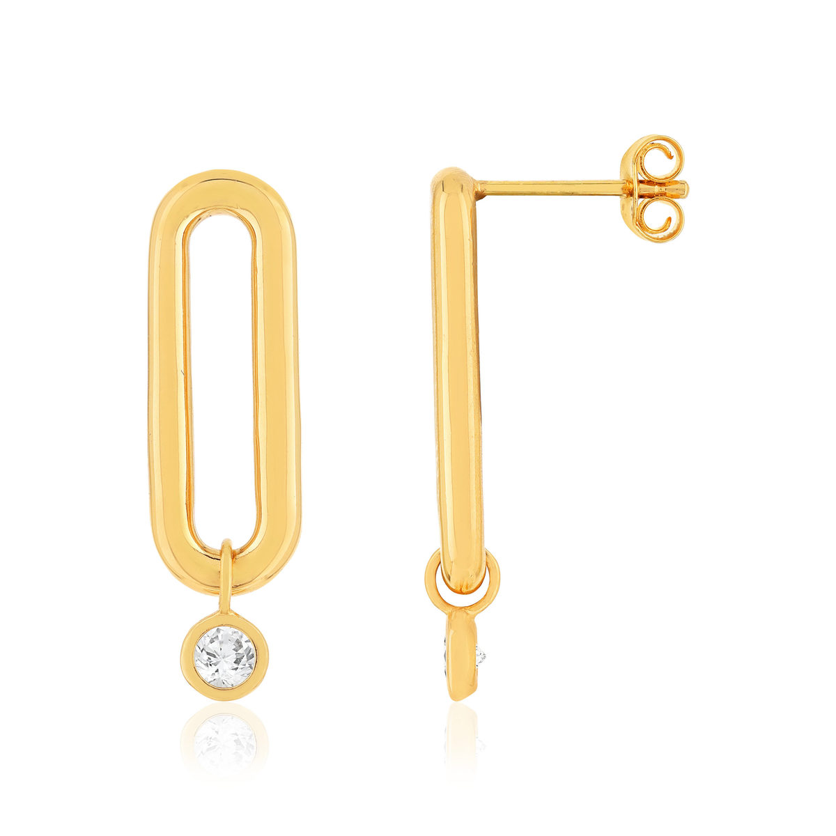 Boucles d'oreilles plaqué or ovales zirconias