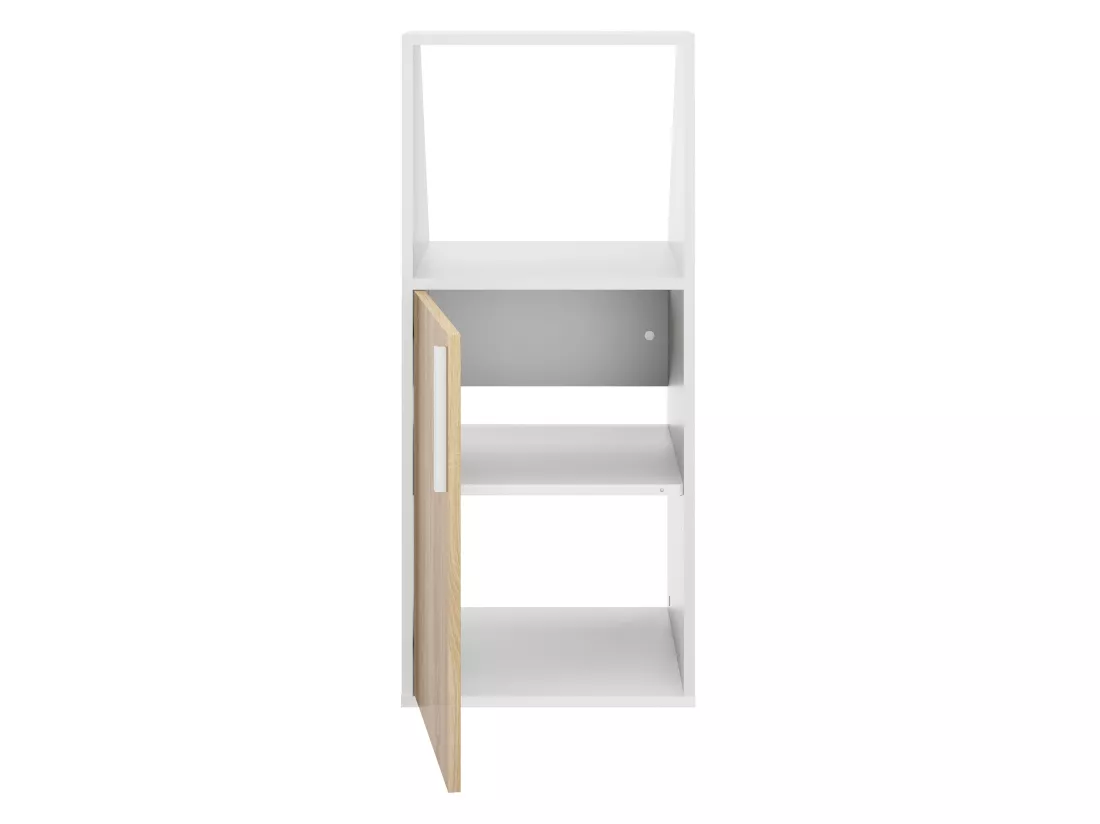 Meuble sous pente 1 porte et 1 niche - Blanc et naturel - ADEZIO
