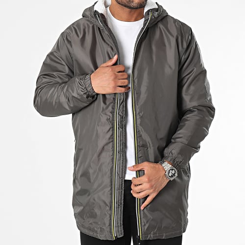 Veste Zippée Capuche Gris Anthracite