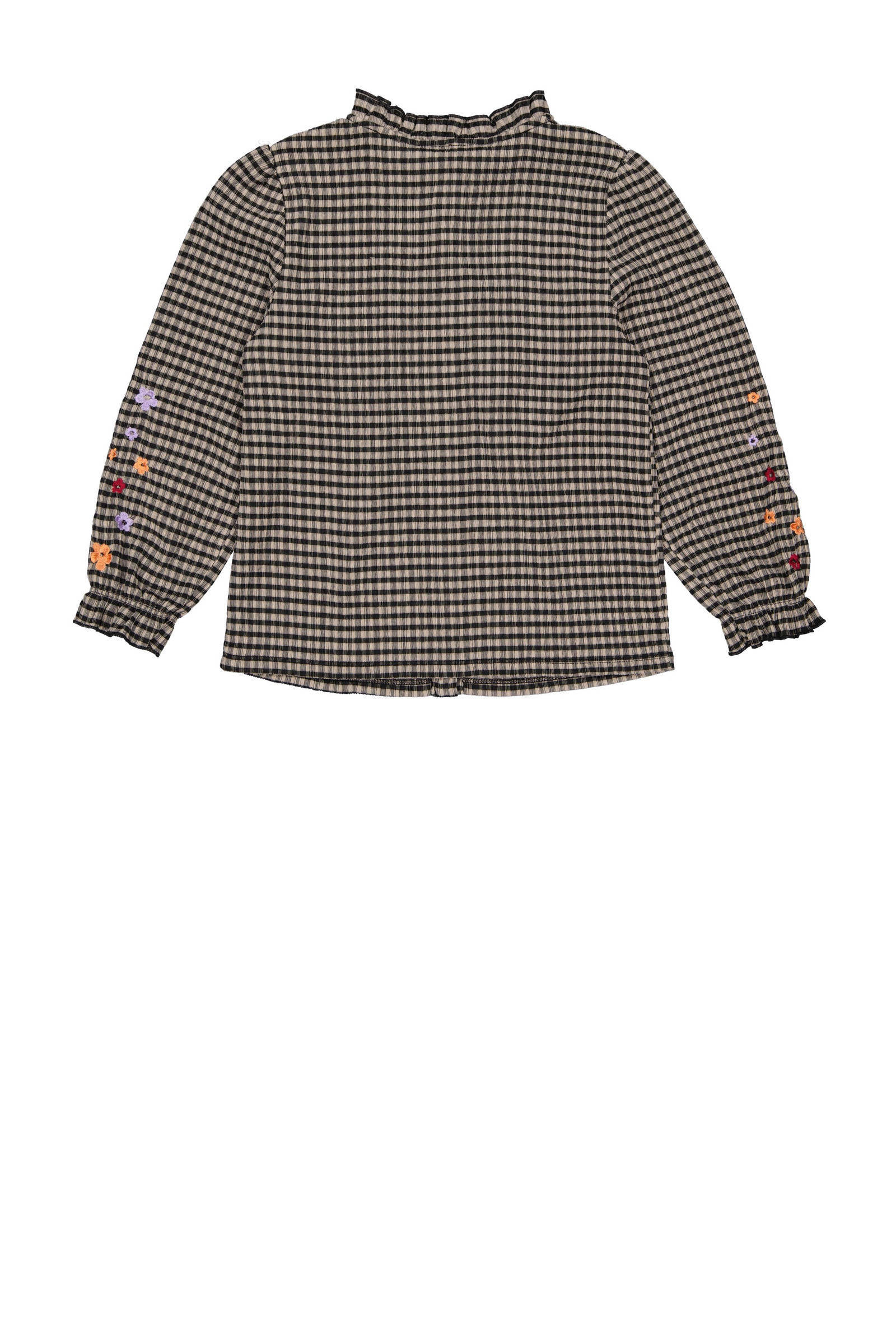 Quapi geruite blouse DILA beige/donkerblauw