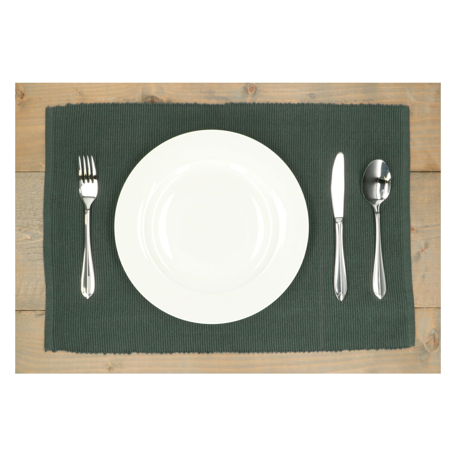 Placemat geribbeld, GOTS bio-katoen, donkergroen, 35 x 50 cm
