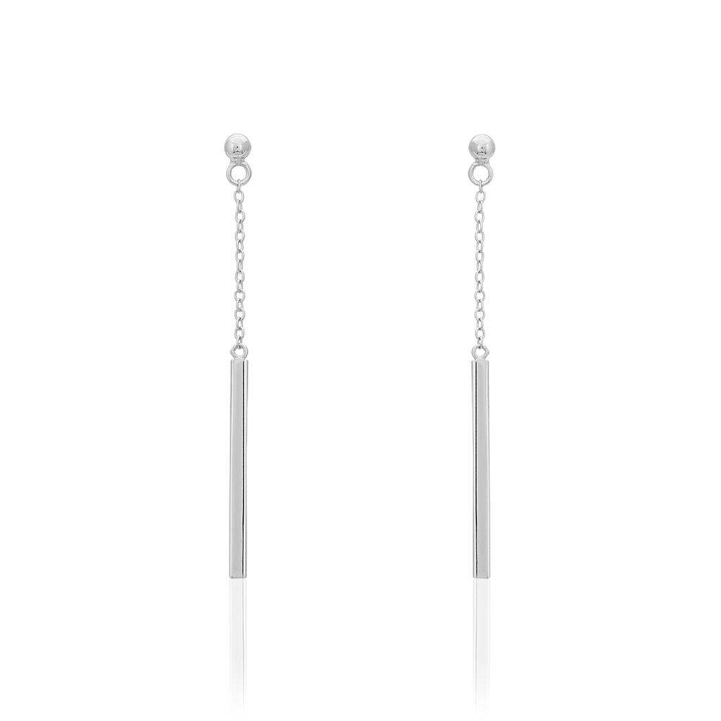 Boucles D'oreilles Pendantes Katell Argent Blanc