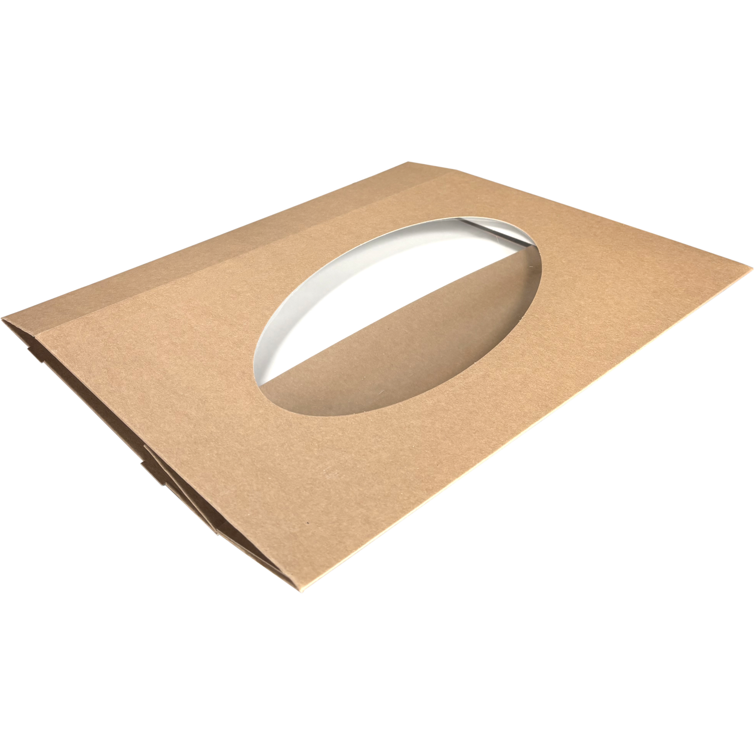 Cateringdoos, karton + PET, 460x310x80mm, met venster, bruin/wit