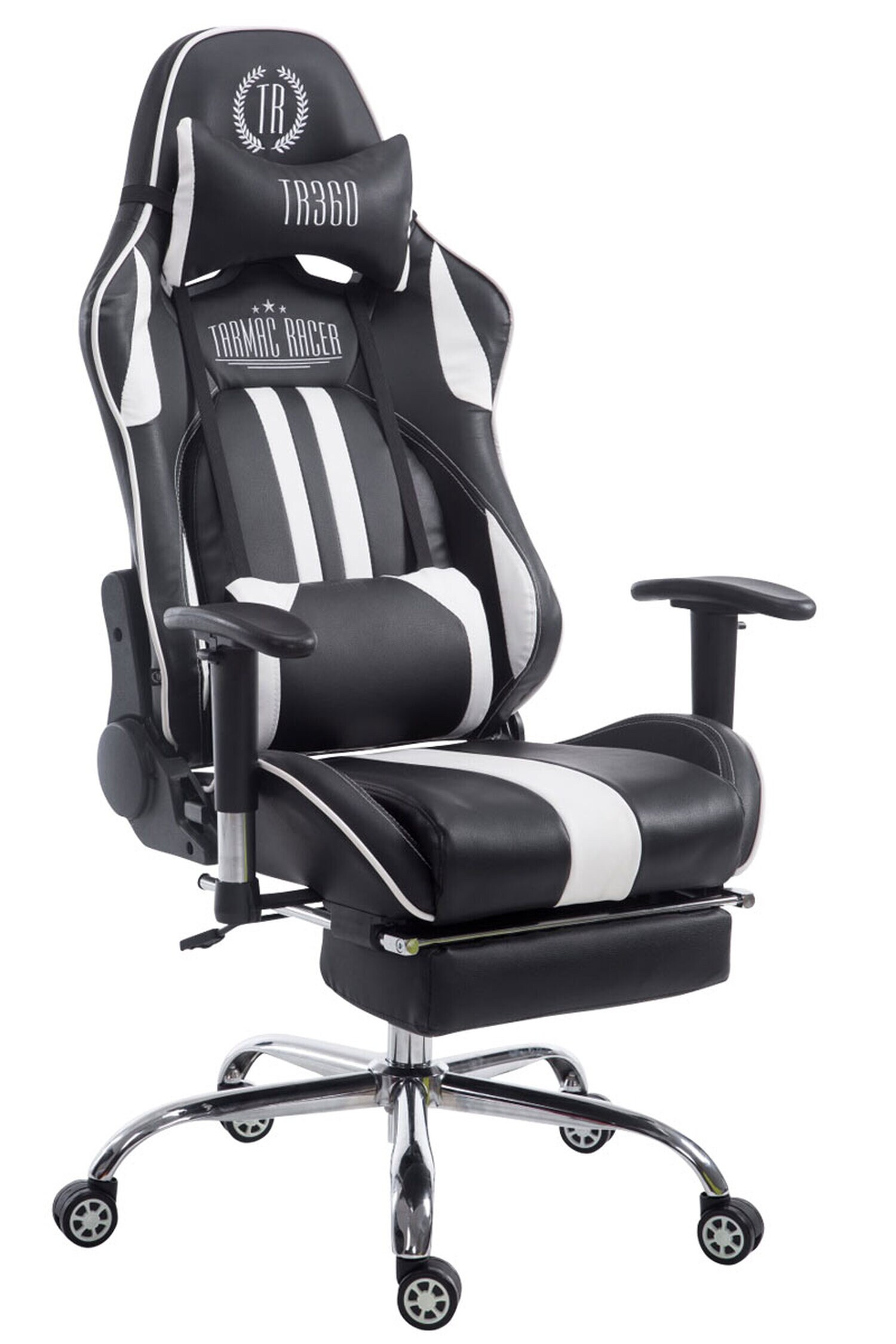 TPFLiving Racing Bürostuhl Limitless mit FußablageSchwarz/Blau
