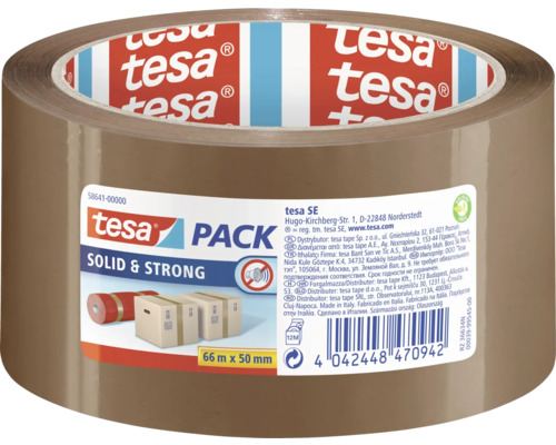 tesapack Solid & Strong verpakkingstape, bruin, 66 m x 50 mm