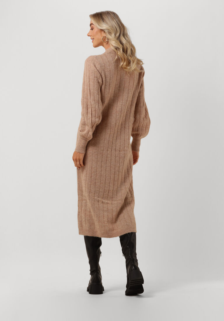 SELECTED FEMME taupe selected femme midi jurk glowie ls knit o-neck dress