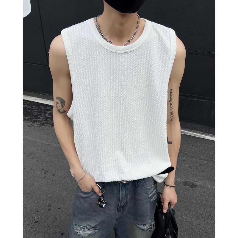 Freehop - Tanktop met ronde hals en effen patroon