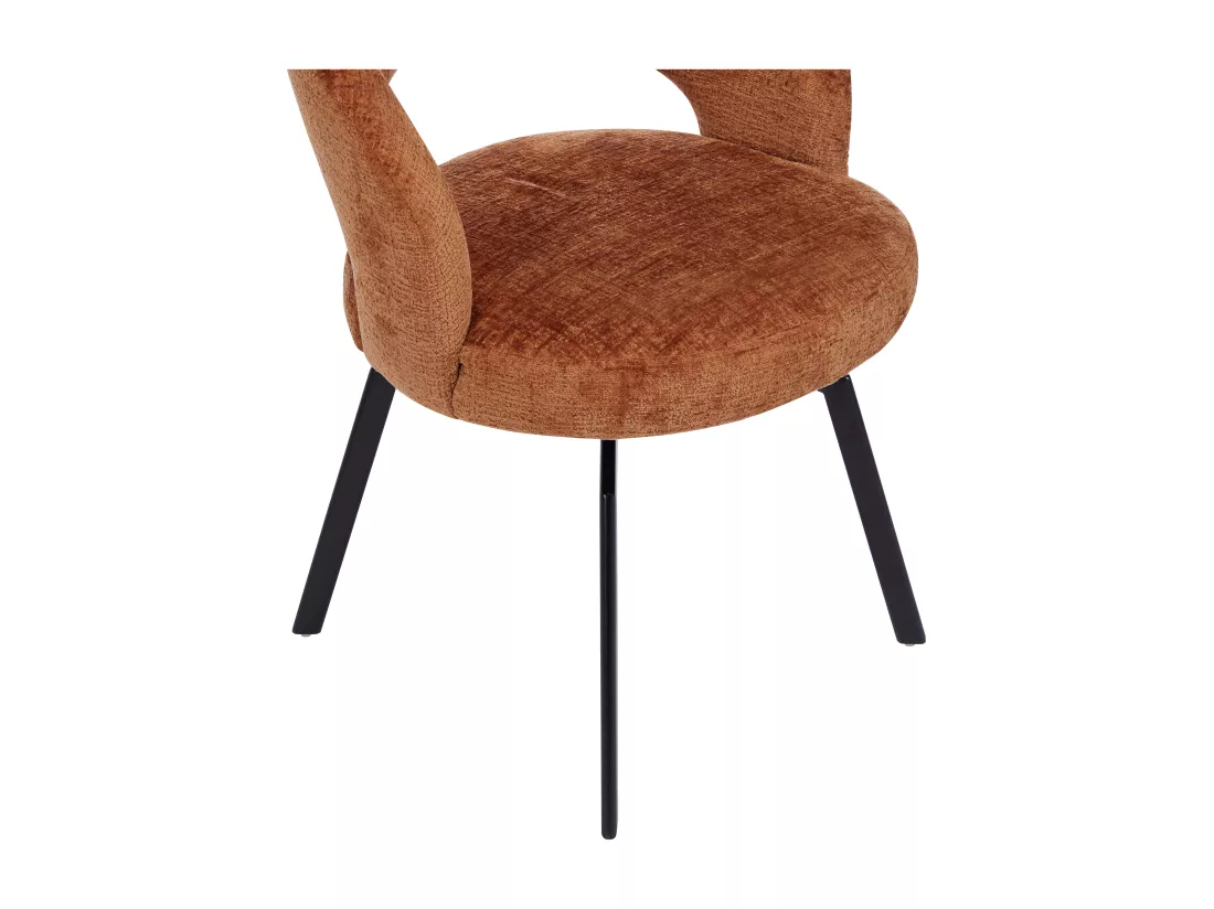 Lot de 2 chaises pivotantes en tissu texturé et métal noir - Terracotta - MILEANE