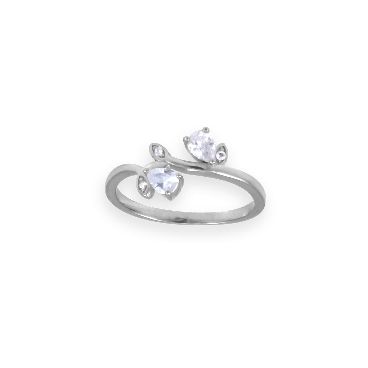 Bague en argent 925 rhodié avec oxydes de zirconium