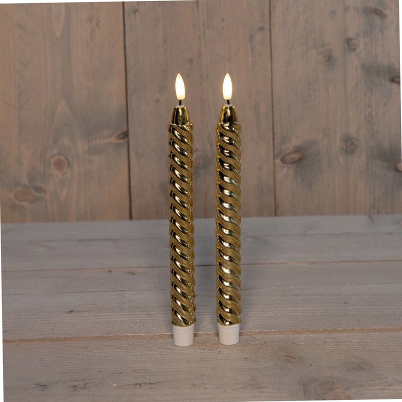 Anna's Collection - LED Dinerkaarsen - Goud - 25 cm - Swirl - 3D Vlam