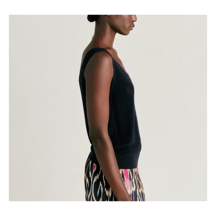 Momoni Top Luccia Maille Métallisé | Bleu nuit
