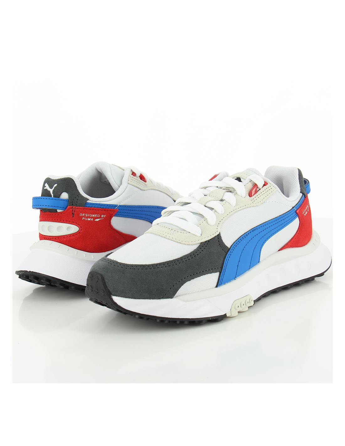 puma sneakers femme wild rider roll blanc/rouge/bleu/gris