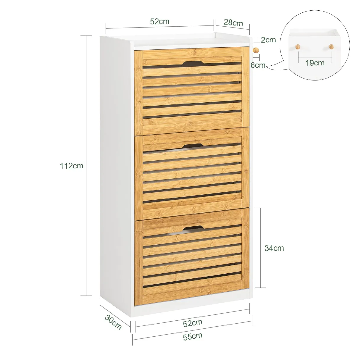 SoBuy FSR108-WN Armoire à chaussures 3 abattants