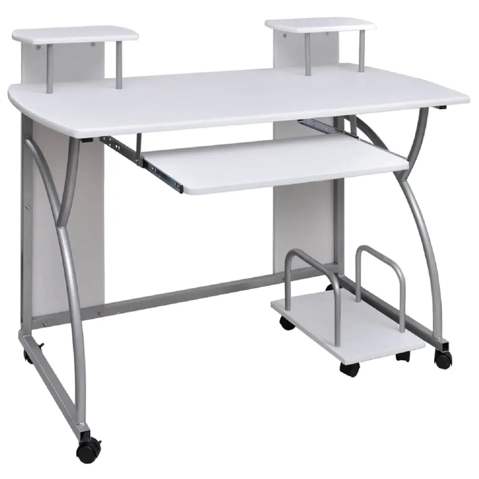 vidaXL - Computerbureau - Wit - Bewerkt hout - 110 x 52 x 88.5 cm