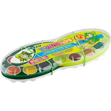 Jolly TwinTabs, Deckfarbkasten, 12 Farben inkl. Pinsel