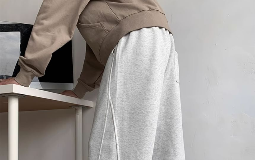 Whyessa - Effen joggingbroek met trekkoord in de taille en wijde pijpen