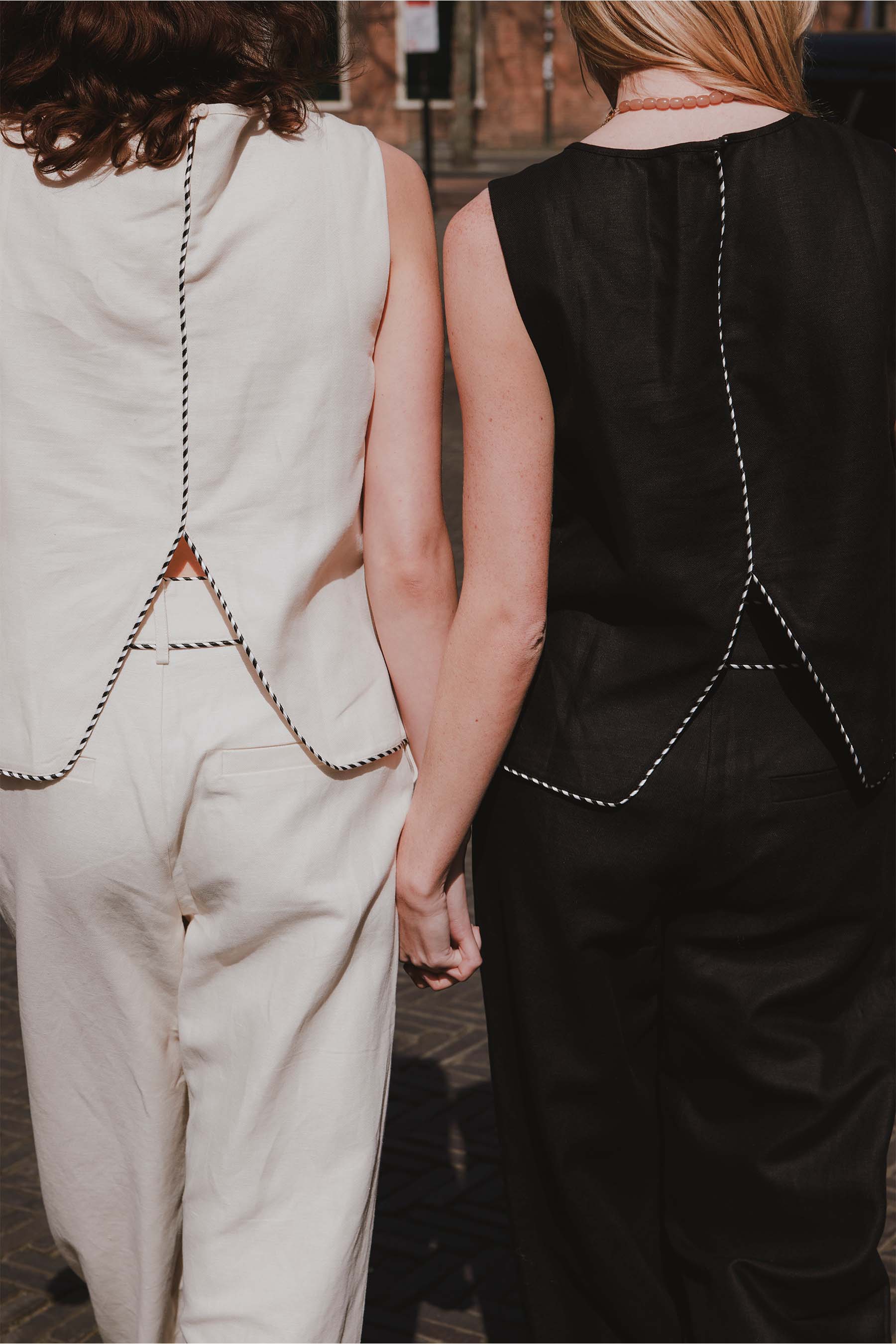 linnen broek met tape details