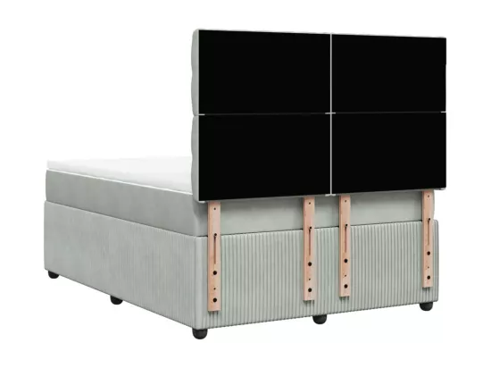 Sommier à lattes de lit et matelas Gris clair 140x190cm Velours