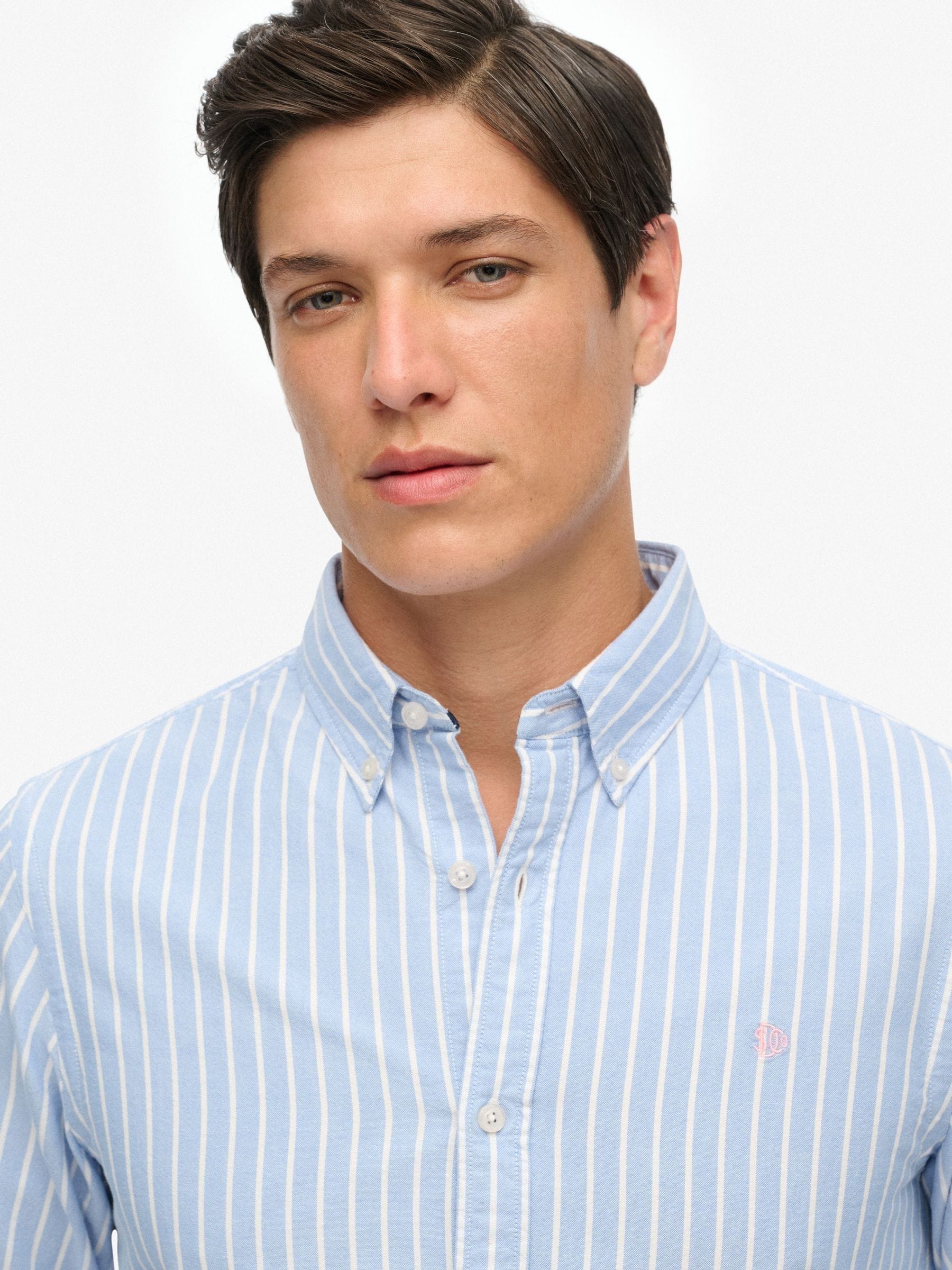 Blauw - Superdry Classic Oxford Long Sleeve Shirt