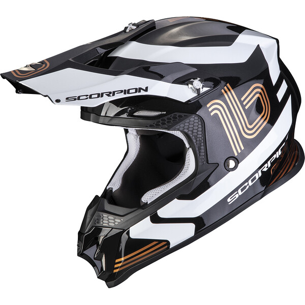 Scorpion - Casque VX-16 Evo Air Tub Noir Brillant / Blanc / Or