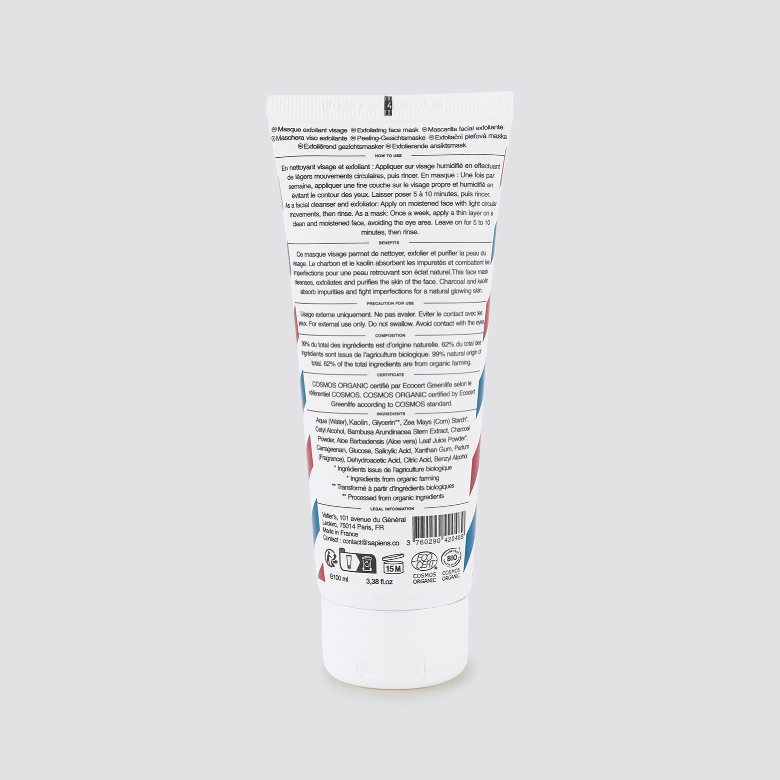 Masque exfoliant visage bio Multicolore