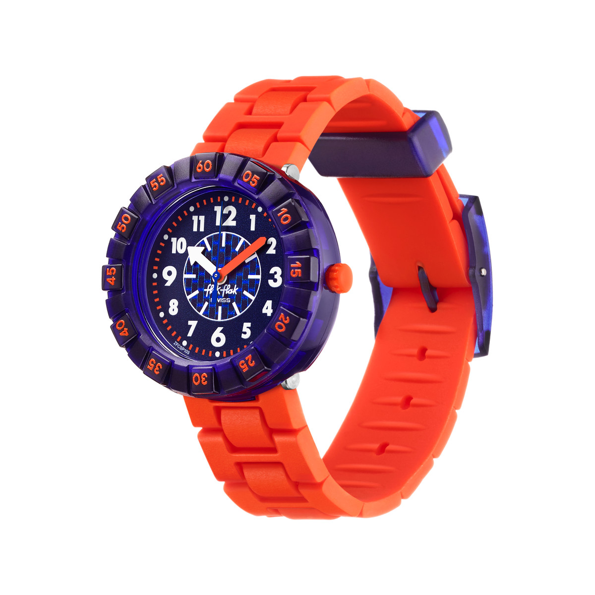 Montre FLIK FLAK City of life Orangebrick enfant plastique biosourcé bracelet silicone orange