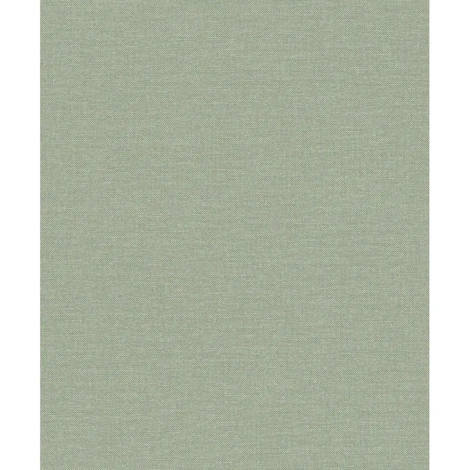 Dutch Wallcoverings Vliesbehang Linen & Textures uni - groen - 10,05m x 53cm