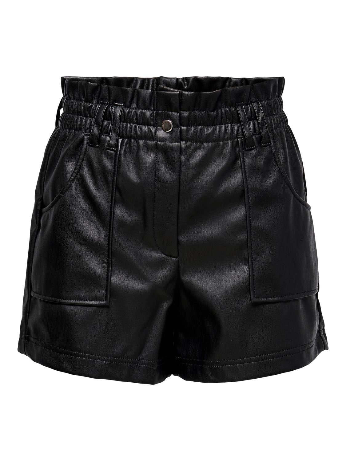 ONLSTEPHANIE Normal geschnitten Shorts in Lederoptik Black