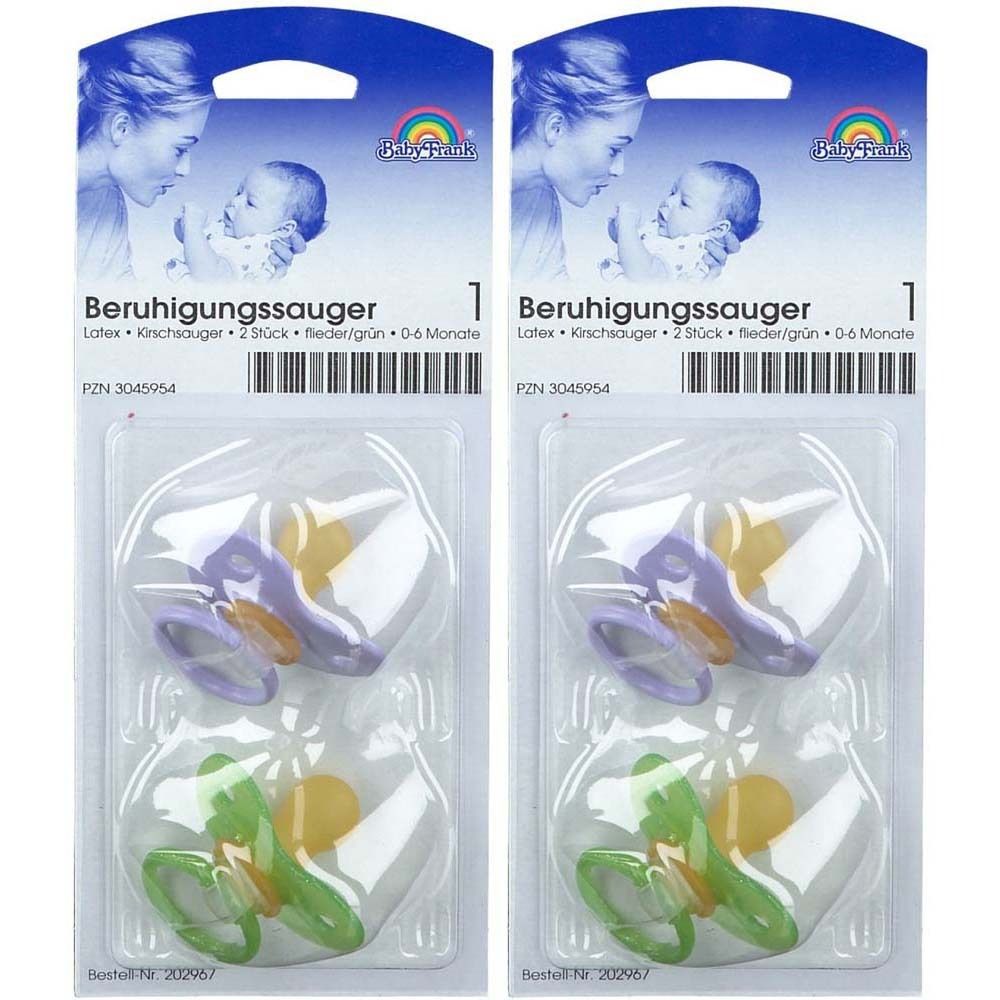 Baby-Frank® Beruhigungssauger in Kirschform Latex 0-6 Monate flieder/grün