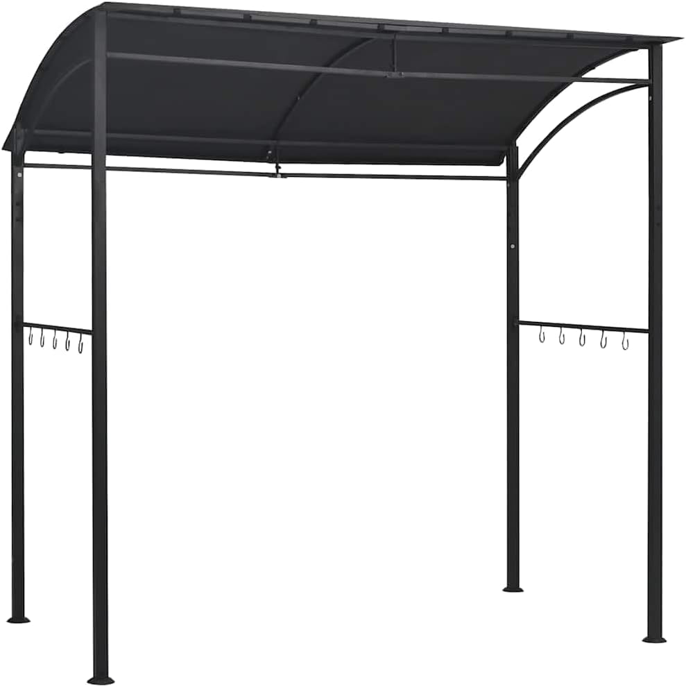 vidaXL BBQ Pavillon 10 Haken Witterungsbeständig Grillpavillon Grillzelt Grillüberdachung Grill Zelt Dach Überdachung 215x150x220cm Anthrazit Stahl