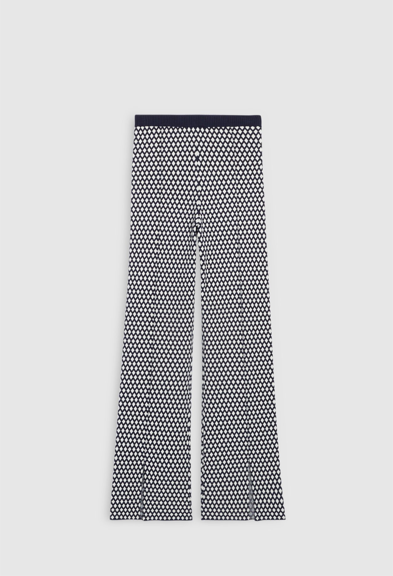 Pantalon maille &agrave; motifs graphiques