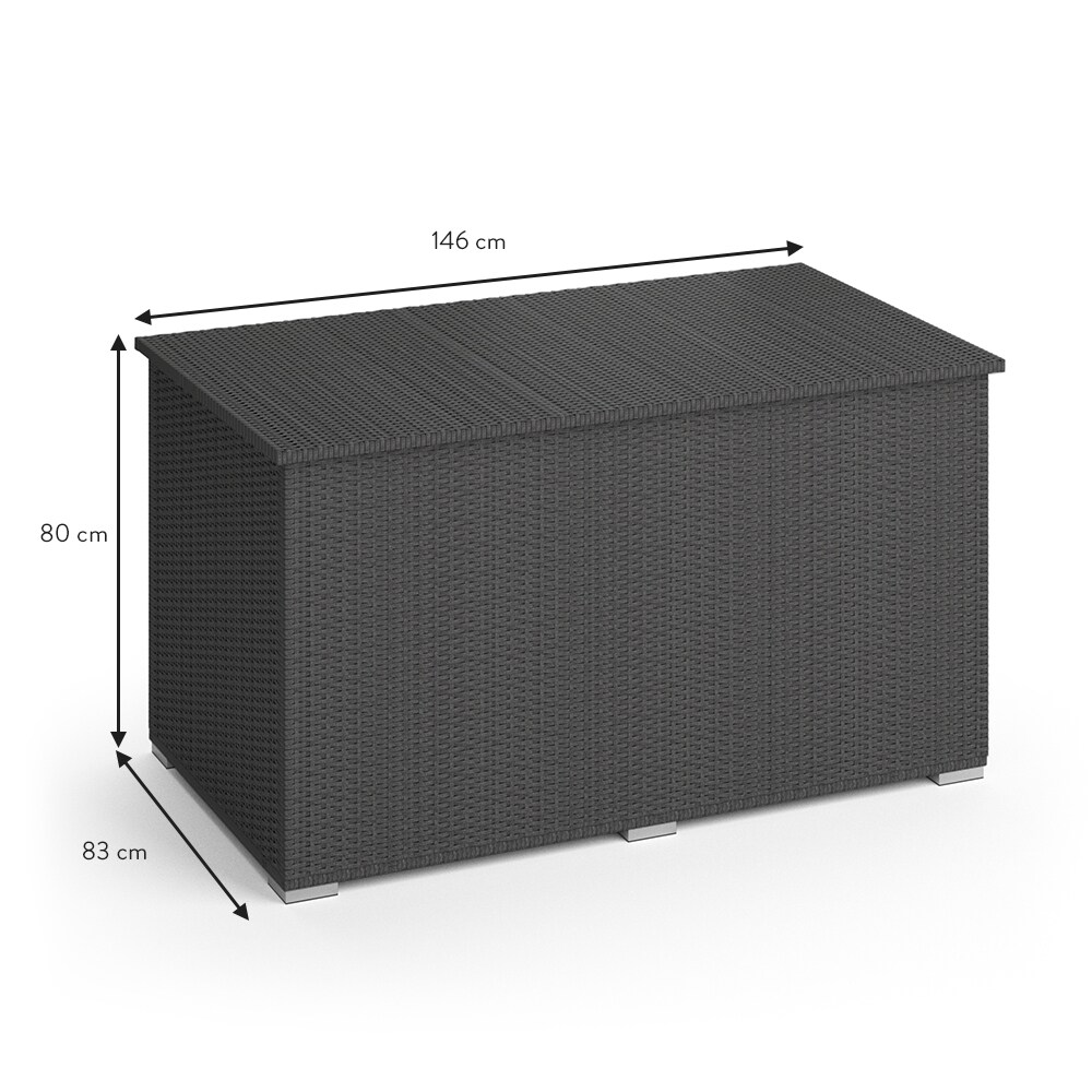 Oskar XXL Polyrattan Kissenbox 950L Auflagenbox Anthrazit Gartenbox Gartentruhe