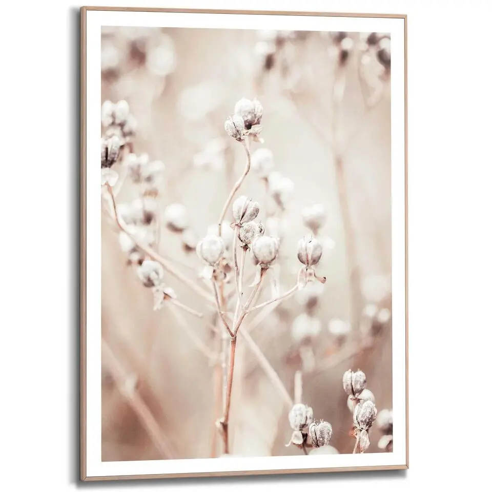 Schilderij Gedroogde tak - 70x50cm - Beige