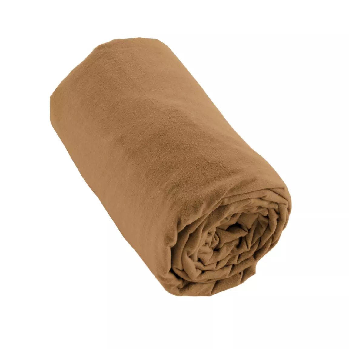 Drap housse flanelle de coton (160 x 200 cm) Théa Camel