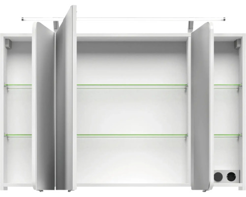 3-delige badkamermeubelset Pelipal xpressline 4005 BxHxD 120 x 200 x 49,1 cm, fronten hoogglans wit, met witte glazen wastafel en glazen wastafelmeubel, wastafelkast, spiegelkast met LED-verlichting, verchroomde grepen, 992.1200111 9921200111