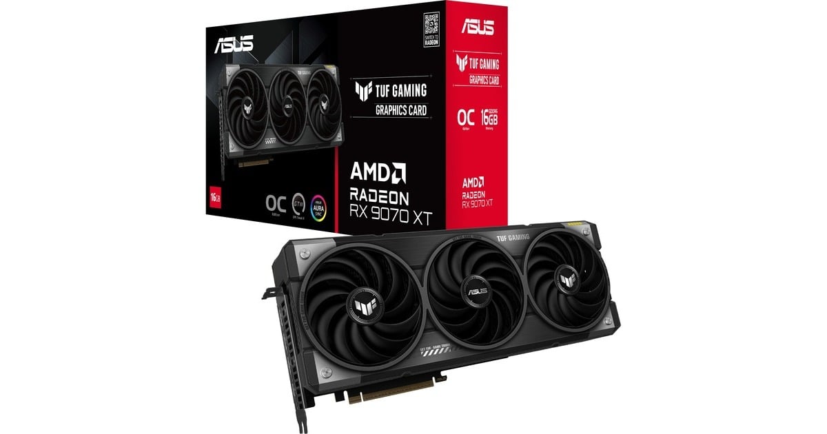 ASUSTUF Gaming Radeon RX 9070 XT OC grafische kaart  (Grijs, 3x DisplayPort, 1x HDMI, RDNA4)