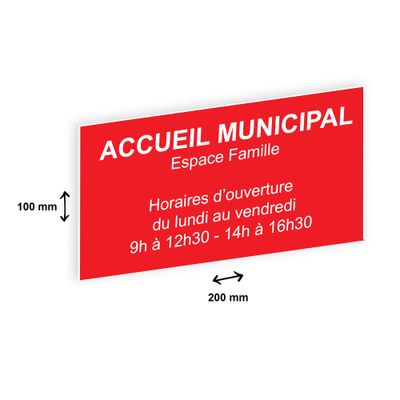 Plaque personnalisée avec votre texte - 200 x 100 mm - rouge - adhésivée prête à poser