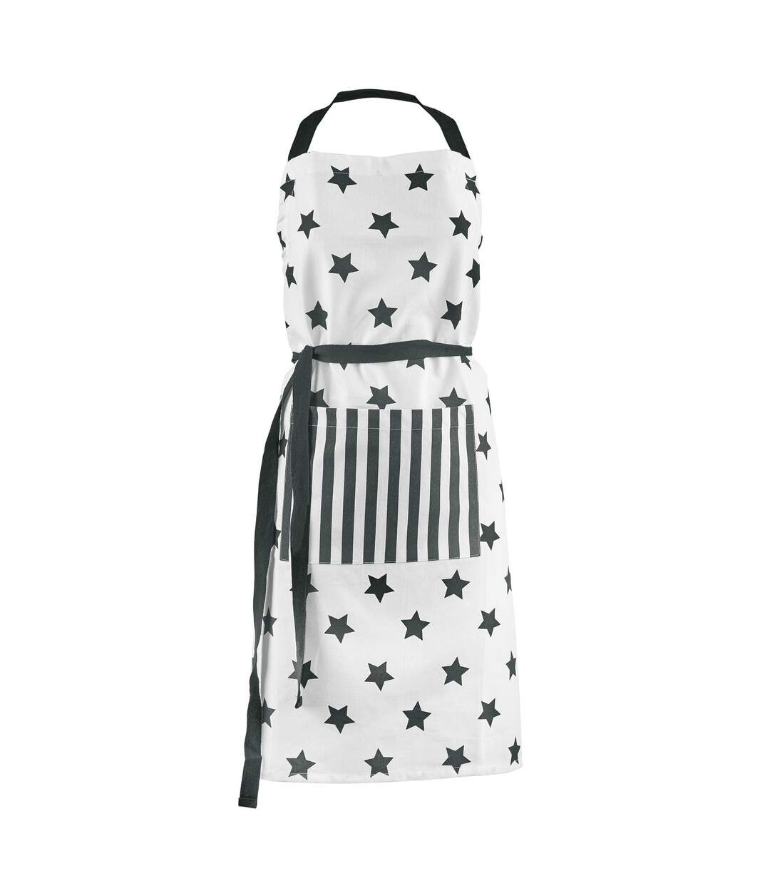 Tablier en coton Grosses Etoiles - Noir et blanc