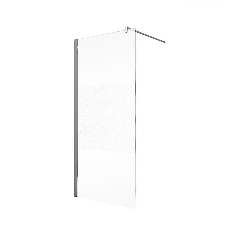 Paroi de douche à l'italienne, 120 x 190 cm, Schulte NewStyle, Walk In, verre transparent anticalcaire, Galets chromés