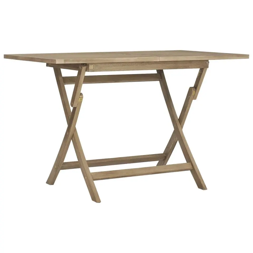 vidaXL - Tuintafel inklapbaar - Grijs - Massief teakhout - 120x70x75 cm