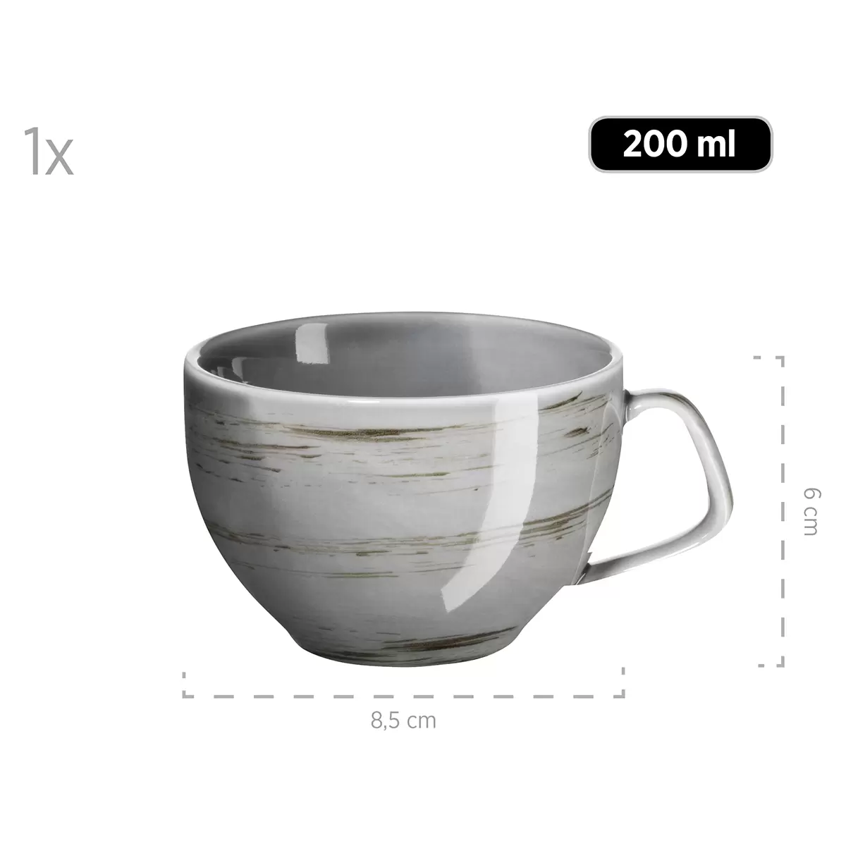 Kaffeetassen-Set 4tlg. DERBY beige,dunkelgrau,blau,weiss
