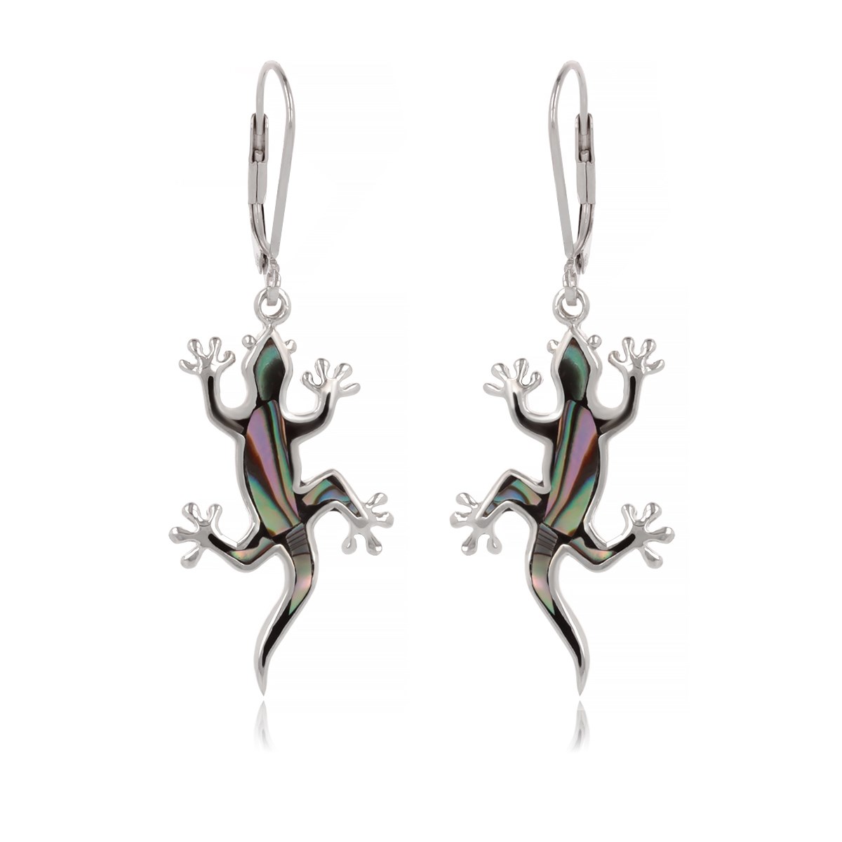 Boucles d'oreille Lèzard Nacre Abalone Argent 925 - Bijou unique et original | Aden