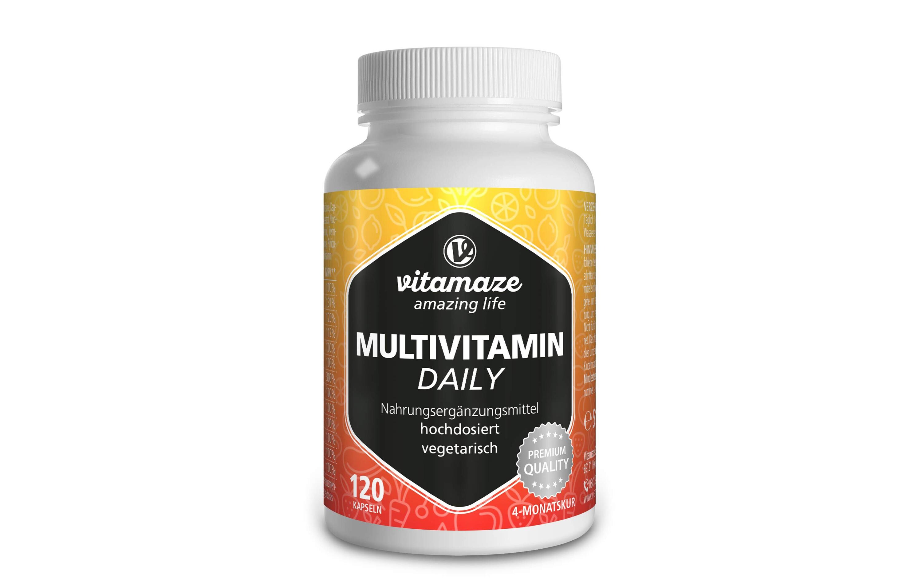 Multivitamin Daily 120 KapselnVegetarisches Multivitaminpräparat ohne Gentechnik