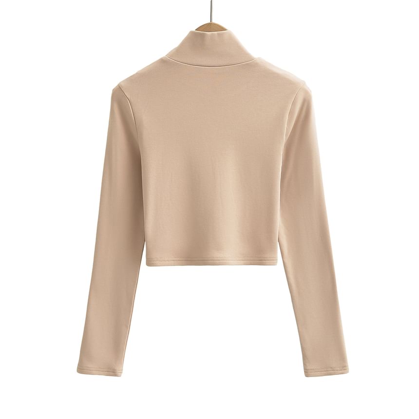 Klevy - Lange mouwen coltrui effen cropped T-shirt