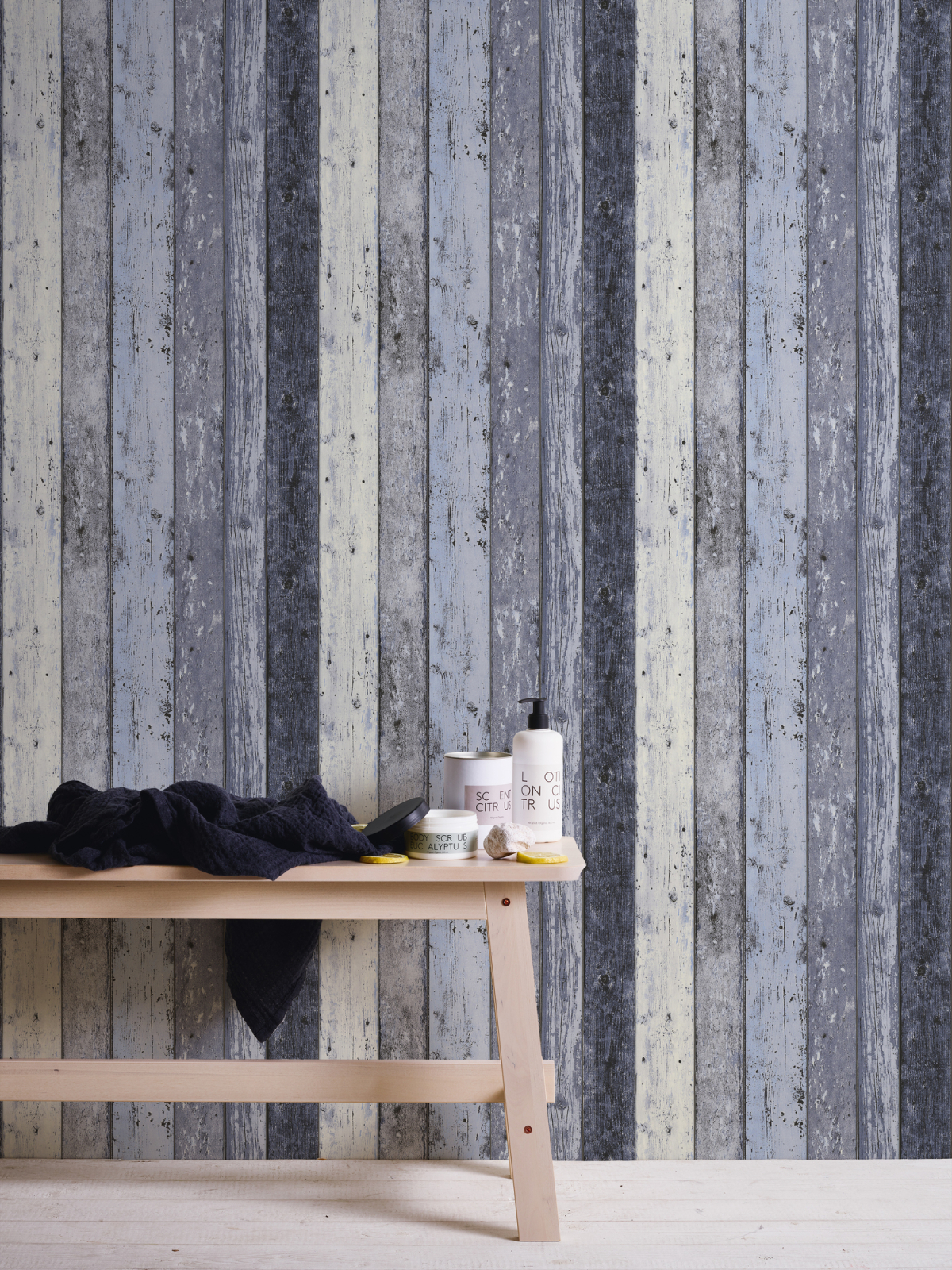 Vinyltapete BEST OF WOOD´N STONE - Holz - blau - 10 Meter