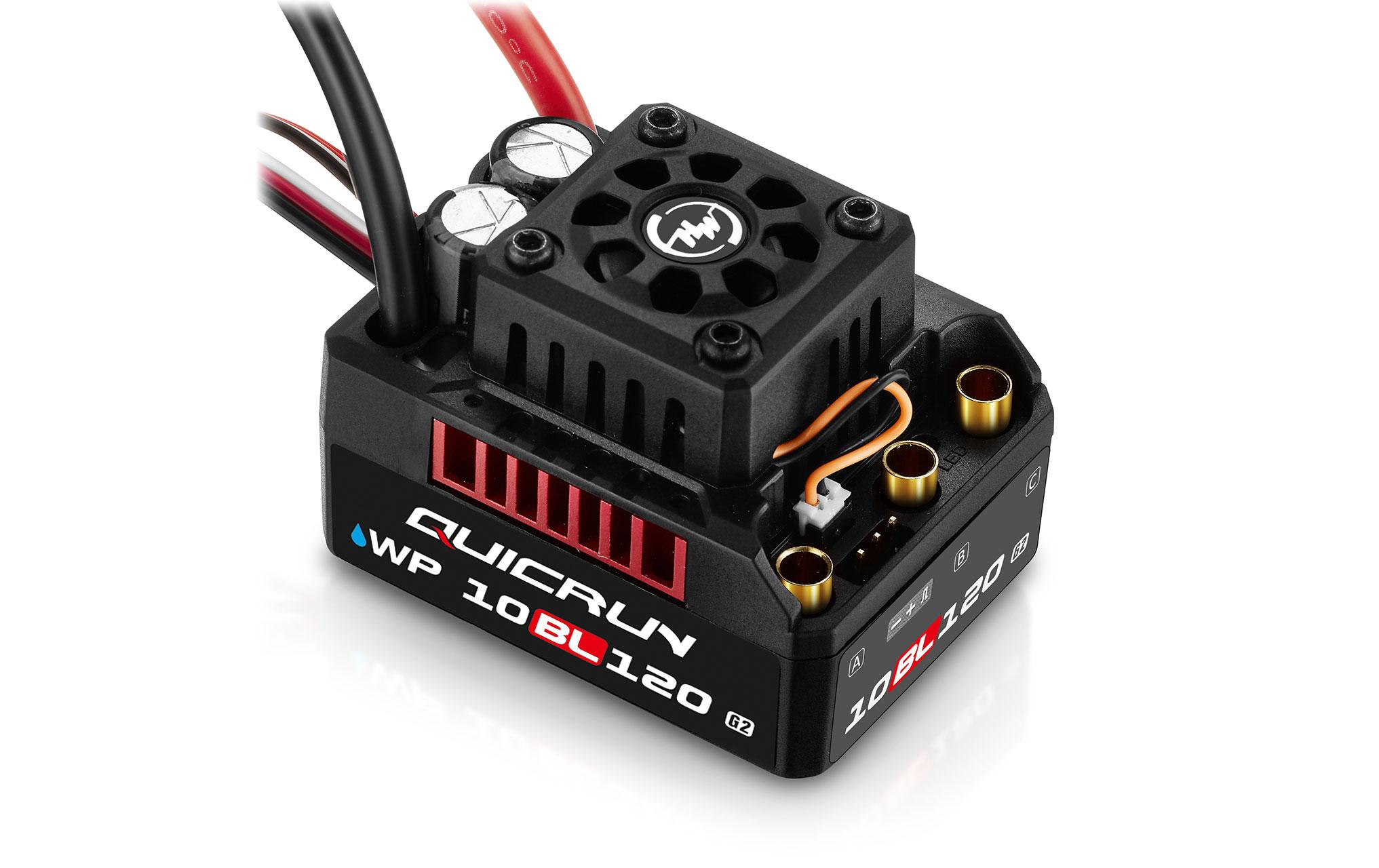 Brushless Regler QuicRun WP10BL120 G2 120A, 2-4SWasserdichter Brushless Sensorless ESC für RC-Fahrzeuge im Massstab 1:10